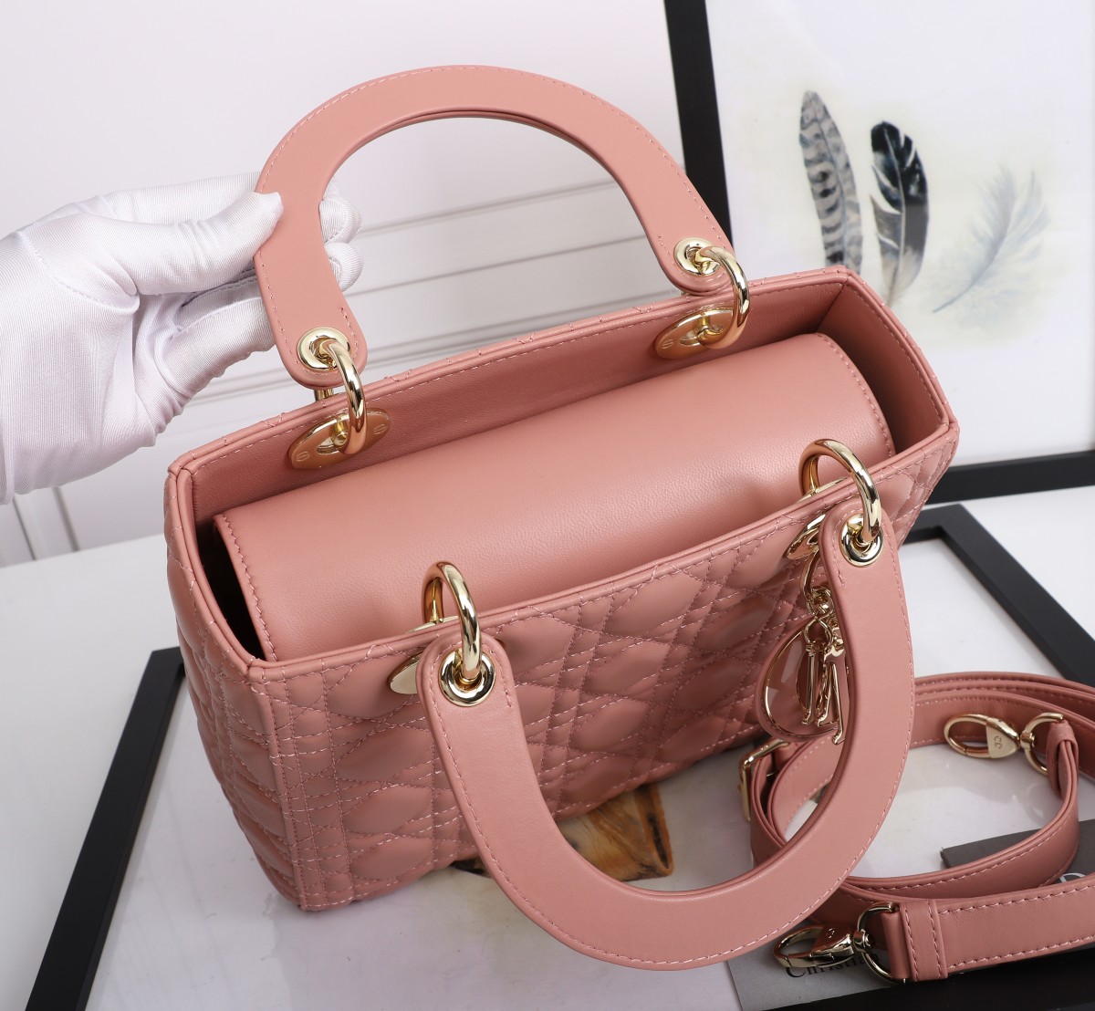 Medium Lady Dior Bag Pink Cannage Lambskin